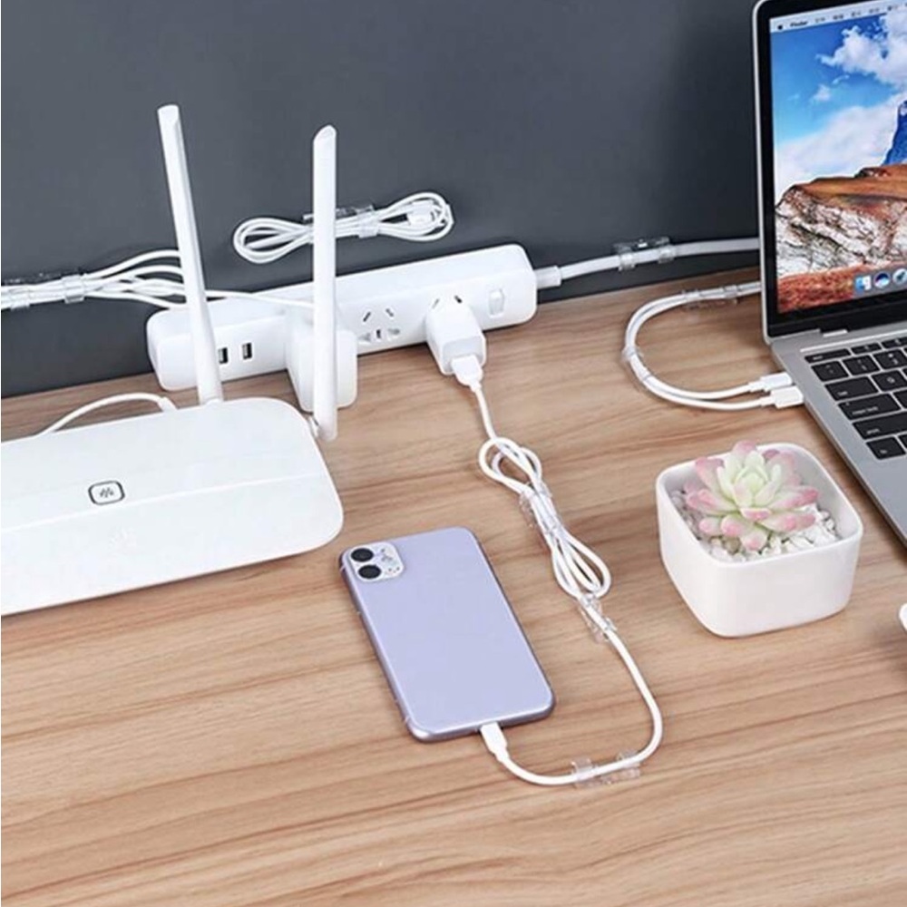 💎FREE💎 4 Pack Clear Adhesive Cable Management Clip Office Organizer Organization